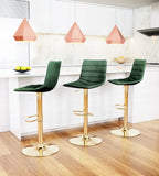 Zuo Modern Prima 100% Polyester, Plywood, Steel Modern Commercial Grade Barstool Dark Green, Gold 100% Polyester, Plywood, Steel