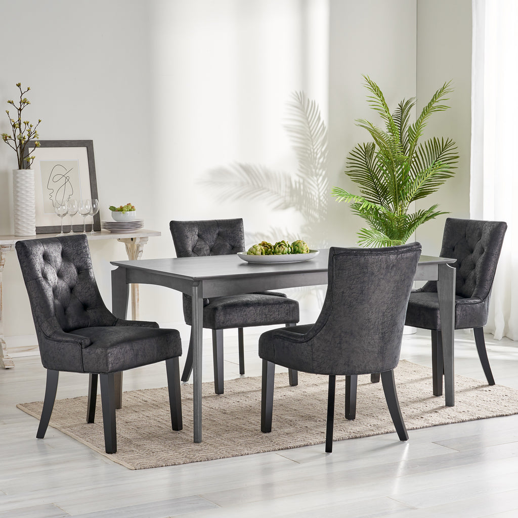 Hayden Contemporary Tufted Microfiber Dining Chairs Black and