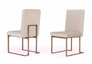 VIG Furniture Modrest Fowler - Modern Beige and Brass Velvet Dining Chair Set of 2 VGVC-B8866-GRY VGVC-B8866-GRY