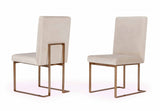 VIG Furniture Modrest Fowler - Modern Beige and Brass Velvet Dining Chair Set of 2 VGVC-B8866-GRY VGVC-B8866-GRY