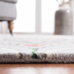 Bella 118 Country & Floral Hand Tufted 100% Wool Pile Rug Grey / Red