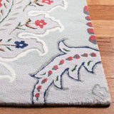 Bella 118 Country & Floral Hand Tufted 100% Wool Pile Rug Grey / Red