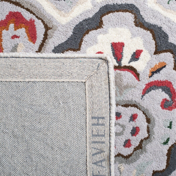 Bella 118 Country & Floral Hand Tufted 100% Wool Pile Rug Grey / Red
