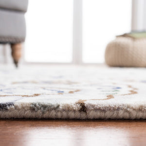 Bella 118 Country & Floral Hand Tufted 100% Wool Pile Rug Ivory / Blue