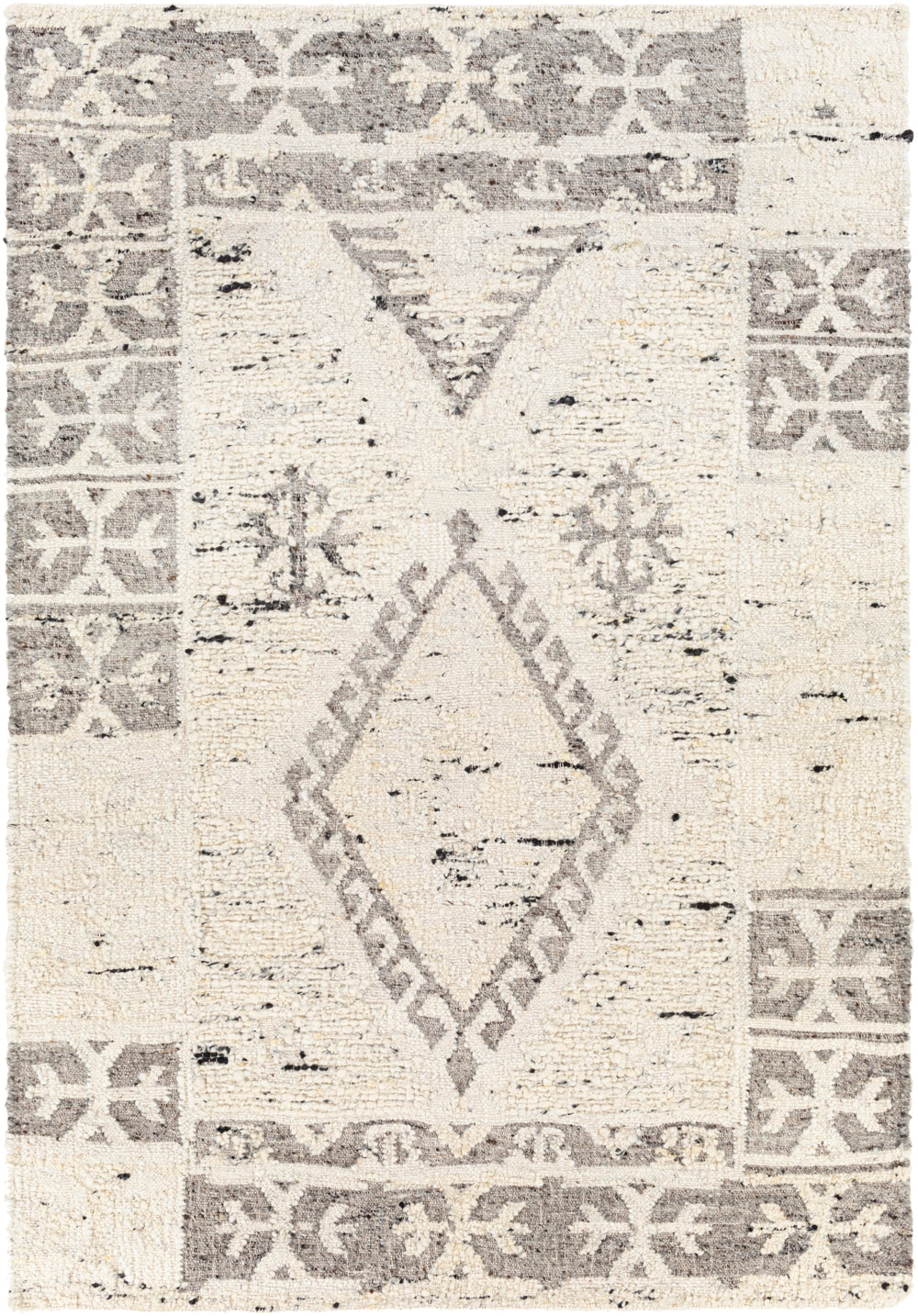 Bremen BEN-2304 Global Wool Rug BEN2304-81012 Cream, Medium Gray, Charcoal, Black 100% Wool 8'10" x 12'