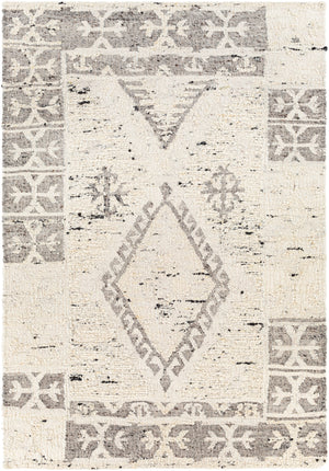 Bremen BEN-2304 Global Wool Rug BEN2304-81012 Cream, Medium Gray, Charcoal, Black 100% Wool 8'10" x 12'