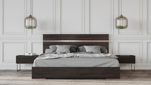 VIG Furniture Eastern King Nova Domus Benzon Italian Modern Dark Rovere Bedroom Set VGACBENZON-SET-EK