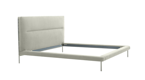 VIG Furniture Modrest Bergeron - Contemporary Cream Woven Fabric Bed VGODZW-20107-WHT-BED