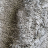 Noble House Warrin White and Grey Streak Faux Fur Throw Blanket