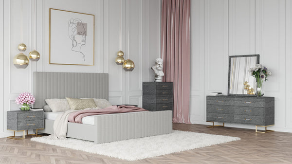 VIG Furniture Modrest Beverly - Modern Grey Velvet Bed VGJYJY-653-XGRY-BED