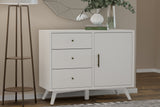 Alpine Furniture Flynn Accent Cabinet, White 966-W-14 White Mahogany Solids & Okoume Veneer 40 x 19 x 32