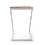 Mccravy Handcrafted Boho Z-Shaped End Table, Natural and White