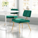 Zuo Modern Nicole 100% Polyester, Plywood, Steel Modern Commercial Grade Dining Chair Set - Set of 2 Green, Gold 100% Polyester, Plywood, Steel