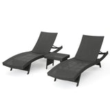 Salem Outdoor Grey Wicker 3-piece Adjustable Chaise Lounge Set