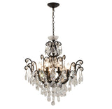 Bethel Matte Black Chandelier in Iron & Crystal & Glass