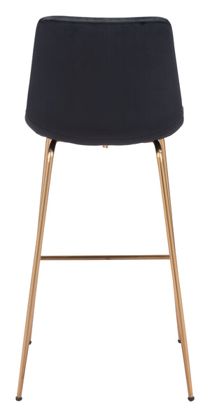 Zuo Modern Tony 100% Polyester, Plywood, Steel Modern Commercial Grade Barstool Black, Gold 100% Polyester, Plywood, Steel