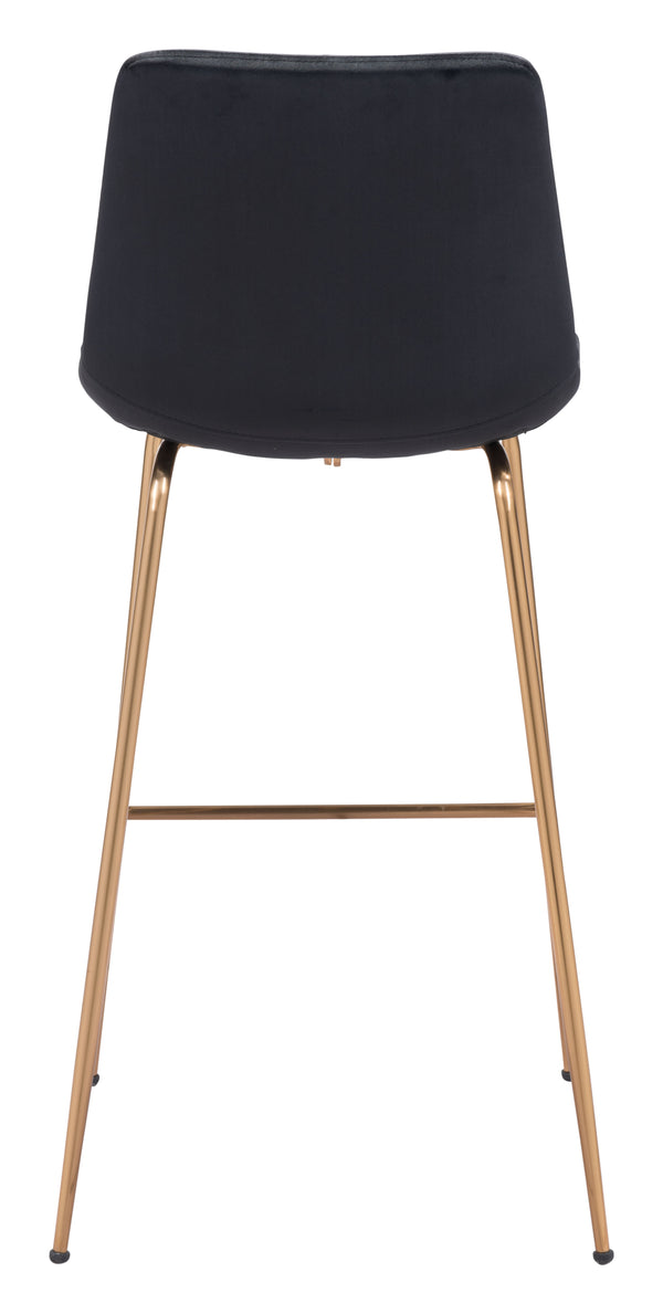 Zuo Modern Tony 100% Polyester, Plywood, Steel Modern Commercial Grade Barstool Black, Gold 100% Polyester, Plywood, Steel