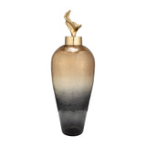 Sagebrook Home Contemporary 27"h Metal Vase W/ Lily Lid, Bronze 17172-03 Bronze/copper Glass