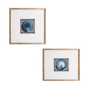 Sagebrook Home Contemporary 20x20 Set of 2 -  Framed Agate, Blue 70148-01 Blue 