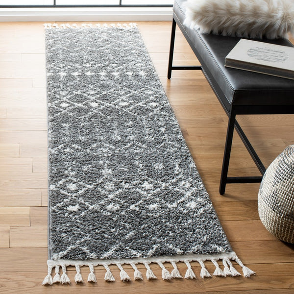 Berber Fringe Shag 516 Shag & Flokati Power Loomed 80% Polypropylene + 20% Polyester Rug Grey / Ivory