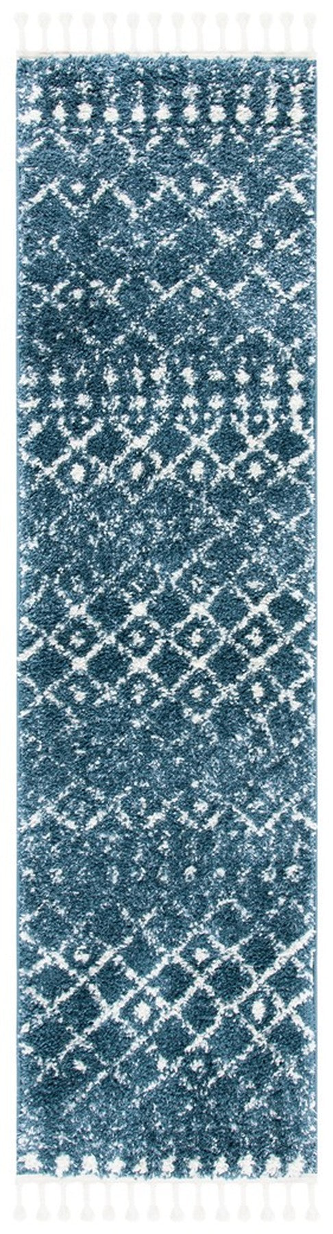 Berber Fringe Shag 519 Shag & Flokati Power Loomed 80% Polypropylene + 20% Polyester Rug Blue / Ivory