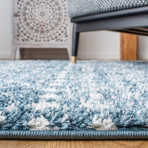 Berber Fringe Shag 519 Shag & Flokati Power Loomed 80% Polypropylene + 20% Polyester Rug Blue / Ivory