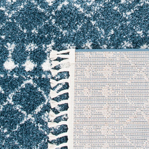 Berber Fringe Shag 519 Shag & Flokati Power Loomed 80% Polypropylene + 20% Polyester Rug Blue / Ivory
