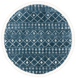 Berber Fringe Shag 519 Shag & Flokati Power Loomed 80% Polypropylene + 20% Polyester Rug Blue / Ivory