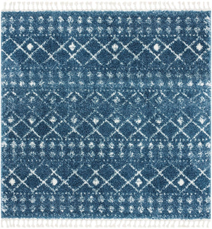 Berber Fringe Shag 519 Shag & Flokati Power Loomed 80% Polypropylene + 20% Polyester Rug Blue / Ivory