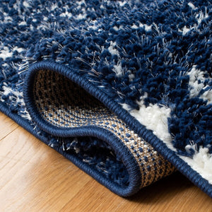 Berber Fringe Shag 519 Shag & Flokati Power Loomed 80% Polypropylene + 20% Polyester Rug Dark Blue / Ivory