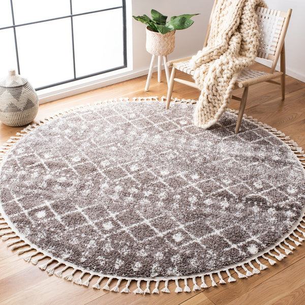Berber Fringe Shag 519 Shag & Flokati Power Loomed 80% Polypropylene + 20% Polyester Rug Brown / Ivory
