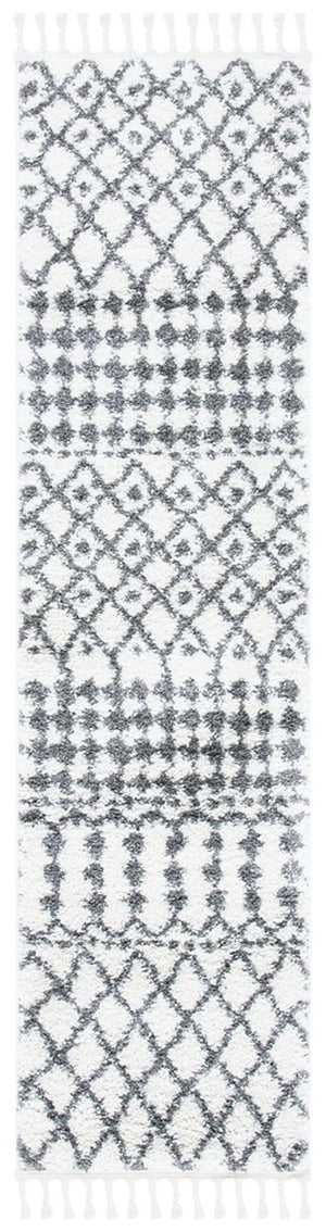 Berber Fringe Shag 538 Shag & Flokati Power Loomed 80% Polypropylene + 20% Polyester Rug Ivory / Dark Grey