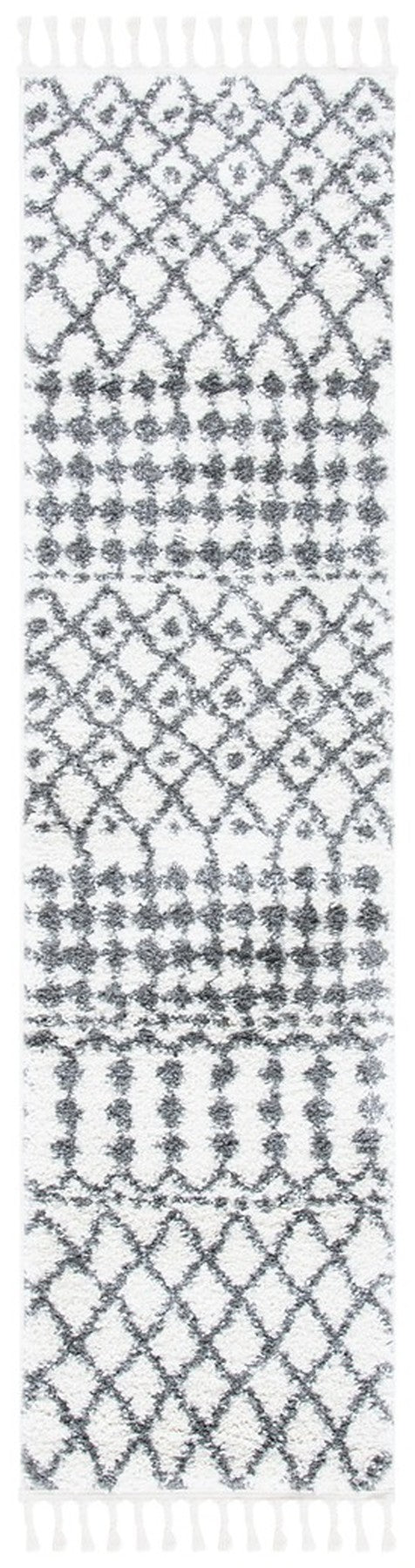 Berber Fringe Shag 538 Shag & Flokati Power Loomed 80% Polypropylene + 20% Polyester Rug Ivory / Dark Grey