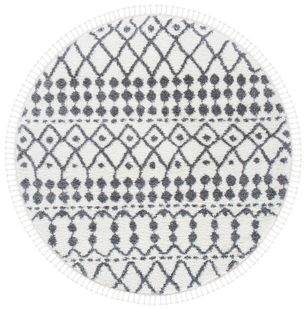 Berber Fringe Shag 538 Shag & Flokati Power Loomed 80% Polypropylene + 20% Polyester Rug Ivory / Dark Grey