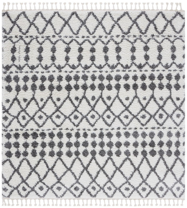 Berber Fringe Shag 538 Shag & Flokati Power Loomed 80% Polypropylene + 20% Polyester Rug Ivory / Dark Grey