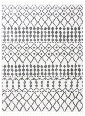 Berber Fringe Shag 538 Shag & Flokati Power Loomed 80% Polypropylene + 20% Polyester Rug Ivory / Dark Grey