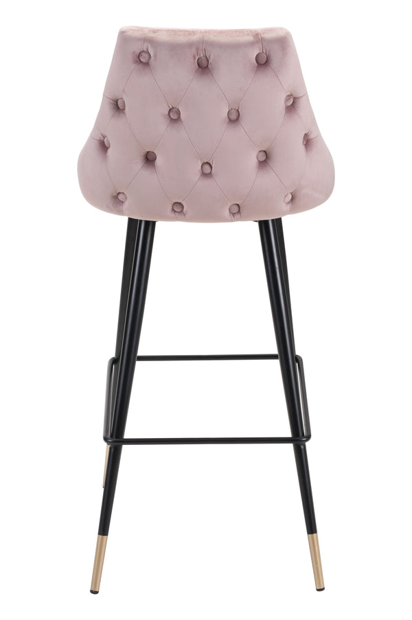 Zuo Modern Piccolo 100% Polyester, Plywood, Steel Modern Commercial Grade Barstool Pink, Black, Gold 100% Polyester, Plywood, Steel