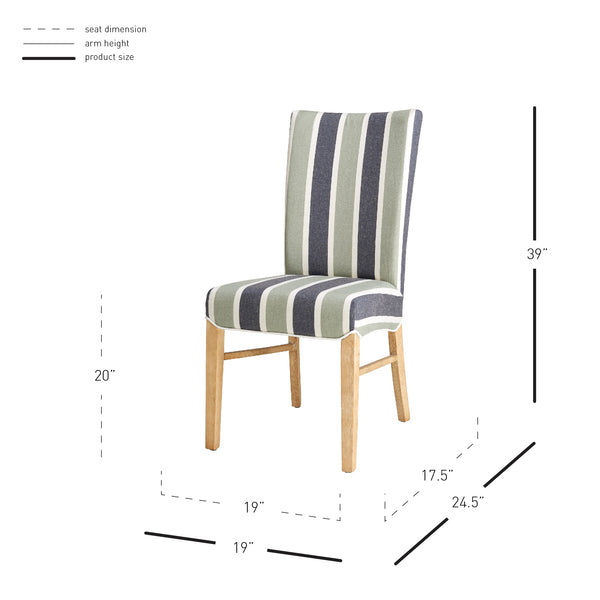 Milton Fabric Chair - Set of 2 Hurley Stripe Blue