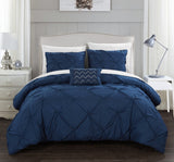 Daya Navy Queen 4pc Duvet Set