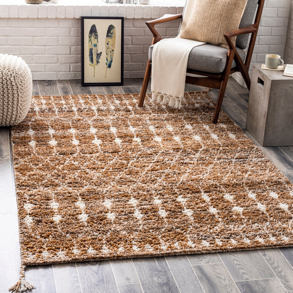 Birch BHC-2300 Global Recycled PET Yarn Rug BHC2300-81012 Camel, Dark Brown, Charcoal, Cream 100% Recycled PET Yarn 8'10" x 12'