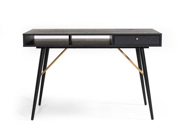 VIG Furniture Modrest Billy Modern Black Oak & Gold Desk VGDWJ3496