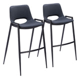 Zuo Modern Desi 100% Polyurethane, Plywood, Steel Modern Commercial Grade Barstool Set - Set of 2 Black 100% Polyurethane, Plywood, Steel