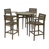 Stamford Outdoor Rustic 5 Piece Acacia Wood Bar Set, Gray Noble House