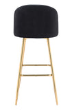 Zuo Modern Cozy 100% Polyester, Plywood, Steel Modern Commercial Grade Barstool Black, Gold 100% Polyester, Plywood, Steel