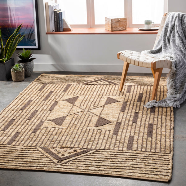 Brookwood BKD-2300 Global Jute, Wool Rug BKD2300-81012 Butter, Dark Brown 85% Jute, 15% Wool 8'10" x 12'