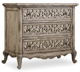 Hooker Furniture Chatelet Traditional-Formal Fretwork Nightstand in Poplar and Hardwood Solids with Pecan Veneers with Resin and Antique Mirror with a Solid Wood Edge Top 5350-90016