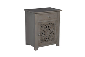 Porter Designs Mandala Solid Wood Vintage Nightstand Gray 04-196-04-BCC01BS