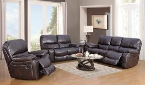 Porter Designs Ramsey Leather-Look Dual seat Transitional Reclining Love Brown 03-112C-02B-6013