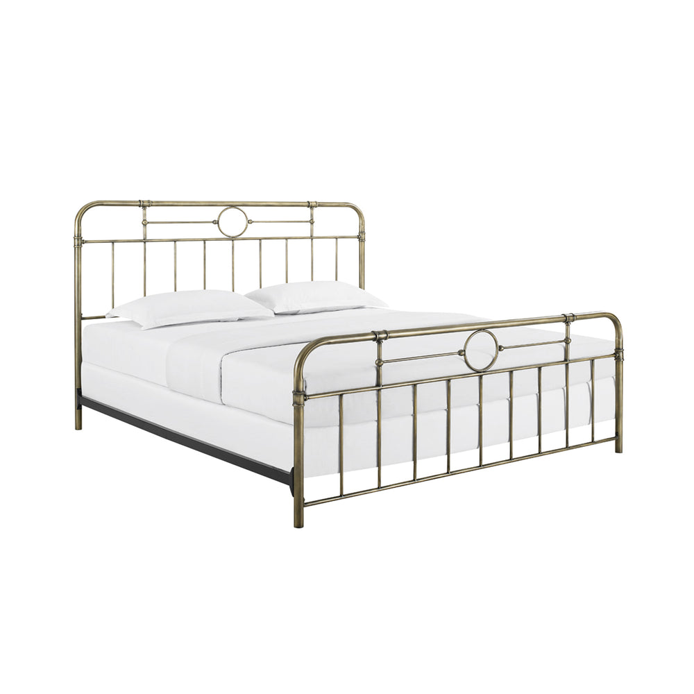 Walker Edison King Size Bronze Metal Pipe Bed BKMPBR