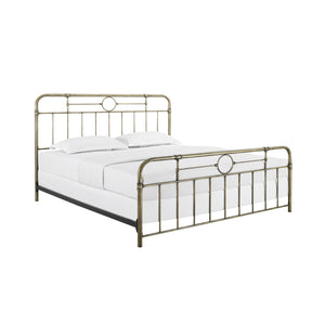 Walker Edison King Size Bronze Metal Pipe Bed BKMPBR
